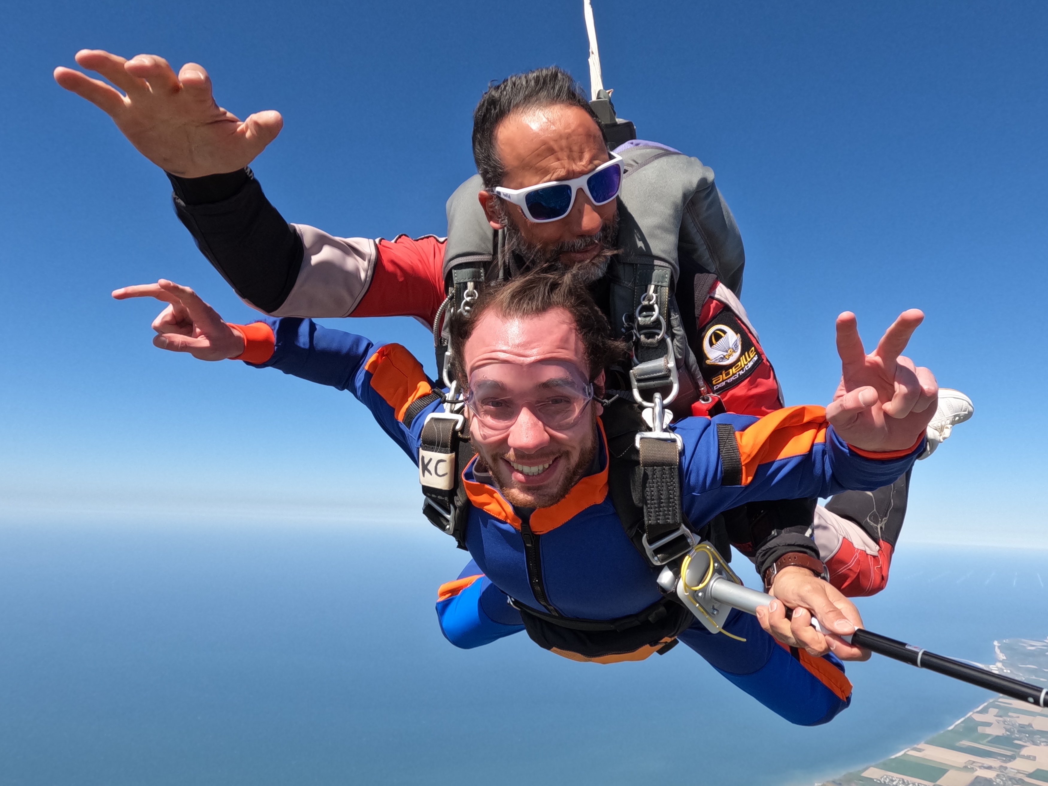 parachutiste tandem, vue porteur