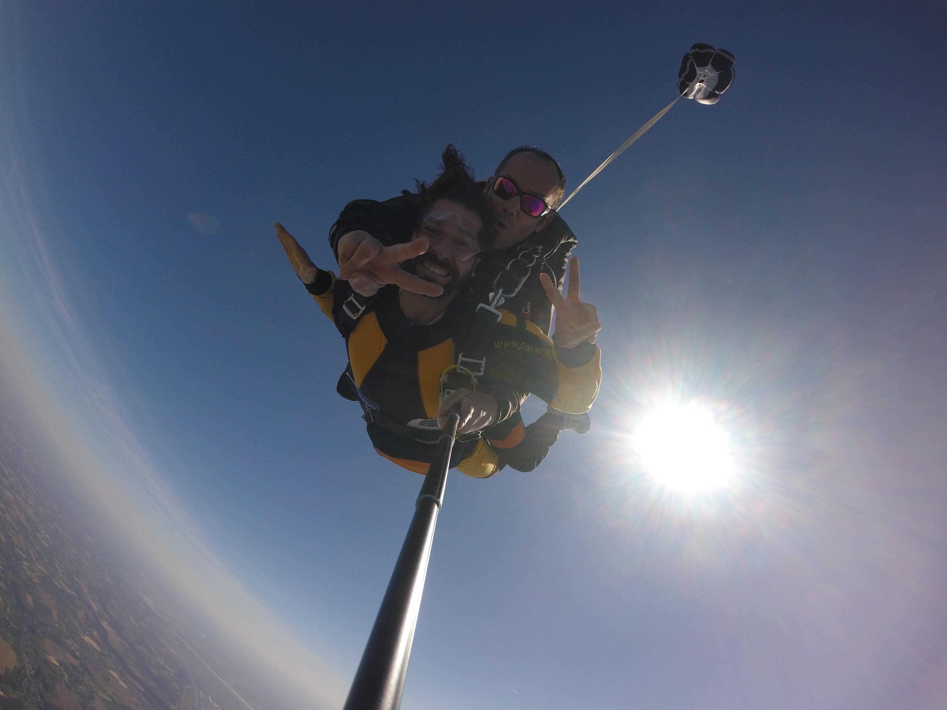 parachutiste tandem, vue porteur
