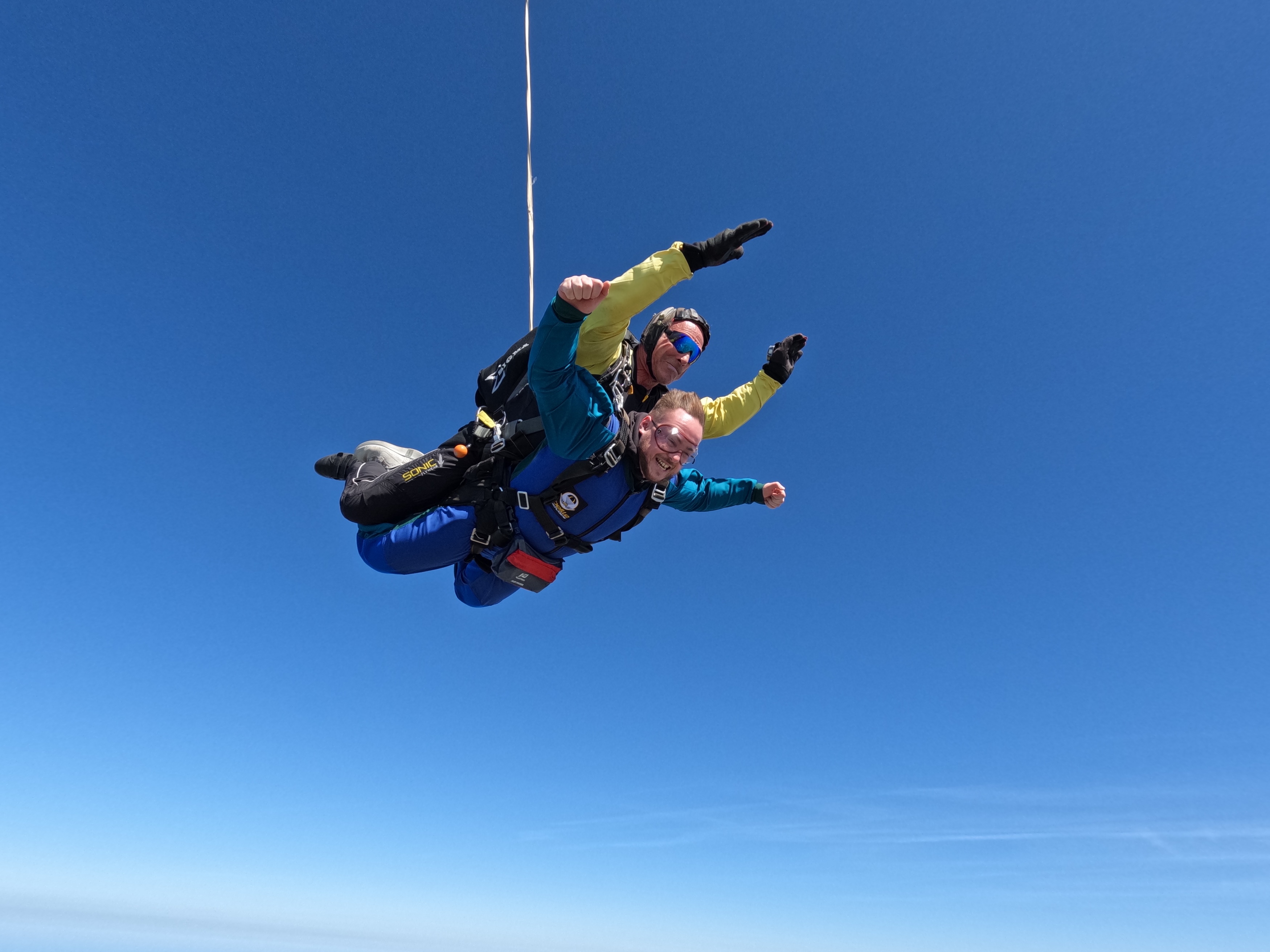parachutiste tandem, vue vidéo-man